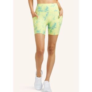 Peloton Women's Cadent 7" Tie-Dye Biker Short Size XS Green Pocket Athletic NWT